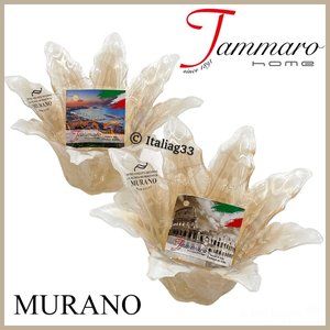 Murano Art Glass Tammaro Home Candle Holder / Vase / Bowl Cream White Swirl NEW